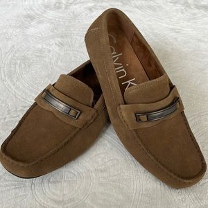 Mens Calvin Klein brown suede shoes sz 10.5